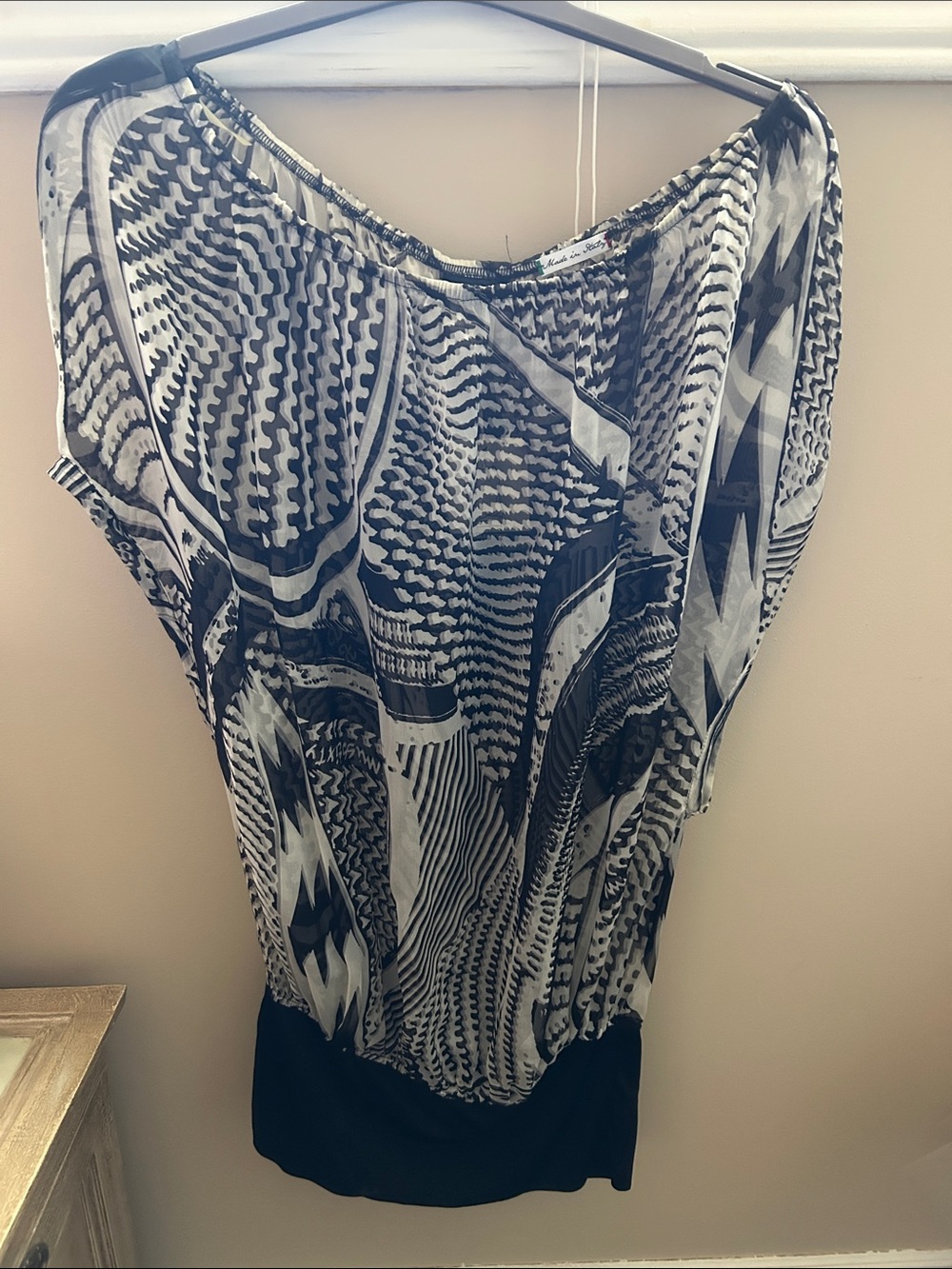 Miss Sixty Black & White Patterned Sheer Dress